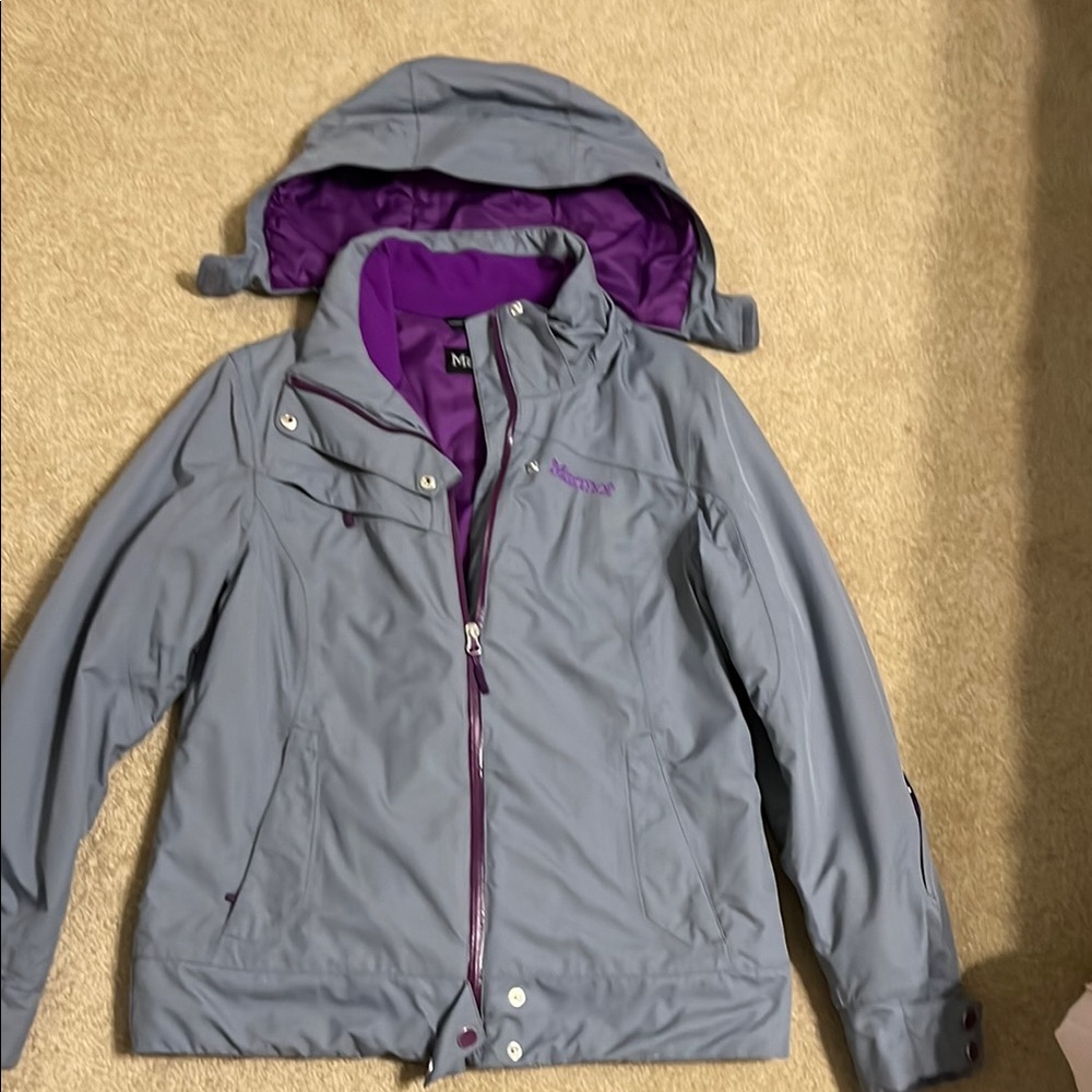 Marmot Women's Gray and Purple Jacket (ski jacket)
